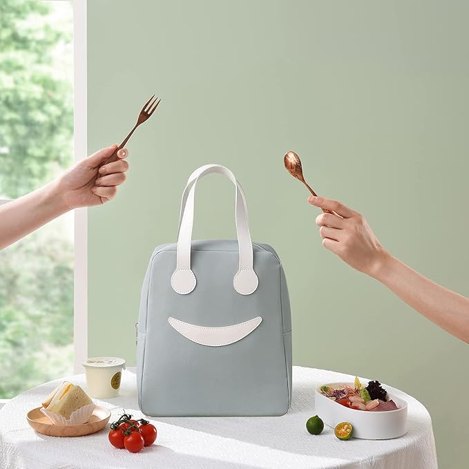 Cute Smiley Face Design Insulated Launch Bags - Large
