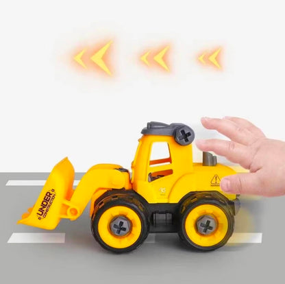 Construction Vehicles Set 4 in 1 DIY Toys for Kids | Take Apart Excavator & Bulldozer Toy Set of 4 with 1 Screwdriver