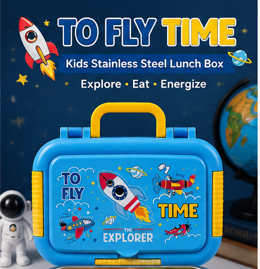 Kids Stainless Steel Lunch Box, Space Theme Design with Multiple Compartments Lunch Box