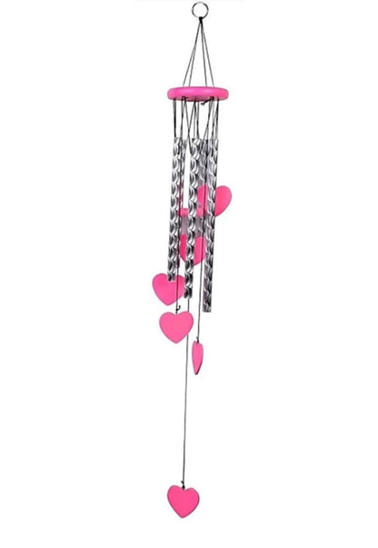 Love Kart Aluminium Windchime (28 inch, Silver, Pink)
