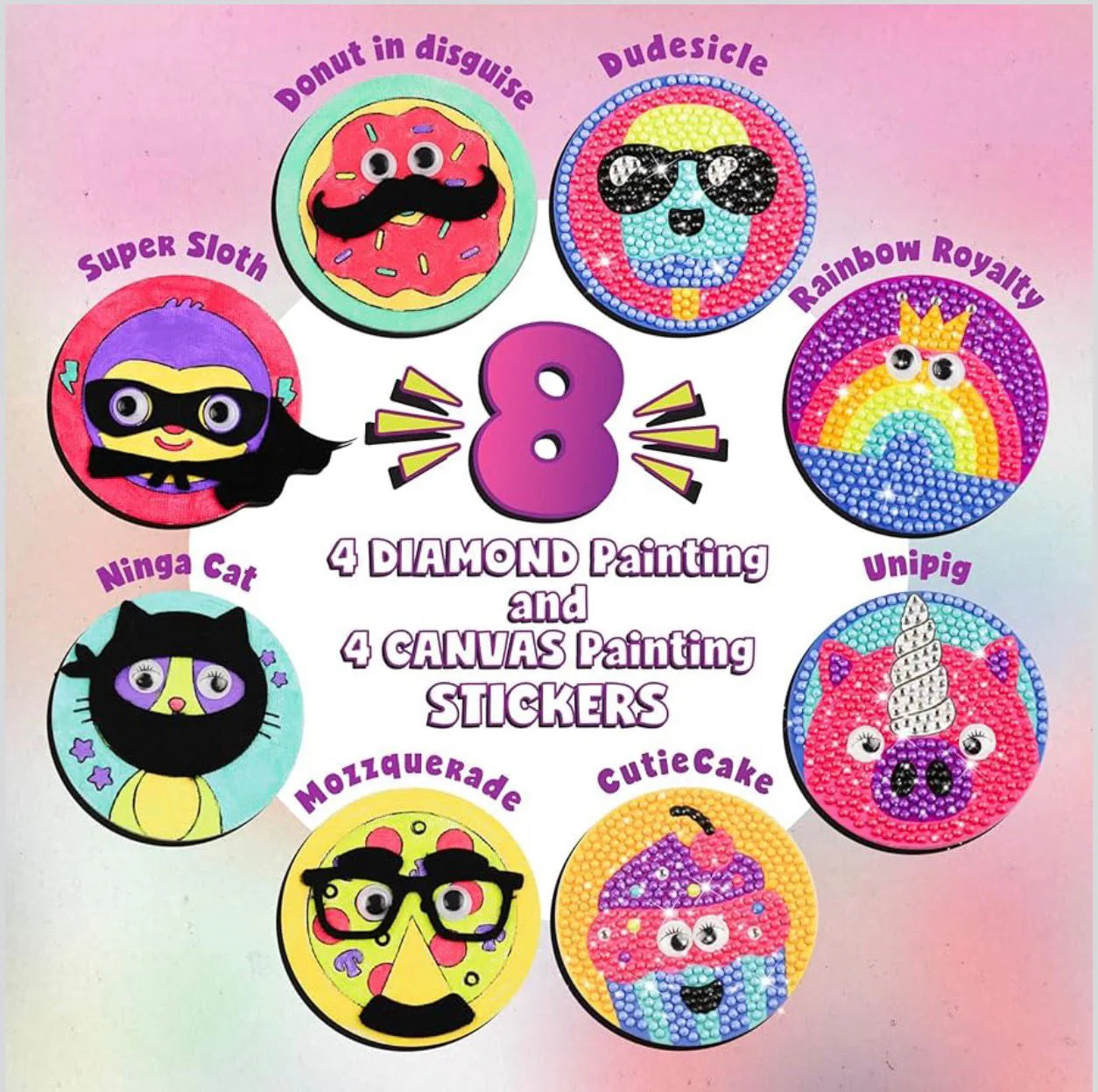 Doodle Hog DIY – Magnets Canvas & Diamond Paint Kit | Creative Art & Craft Set for Kids