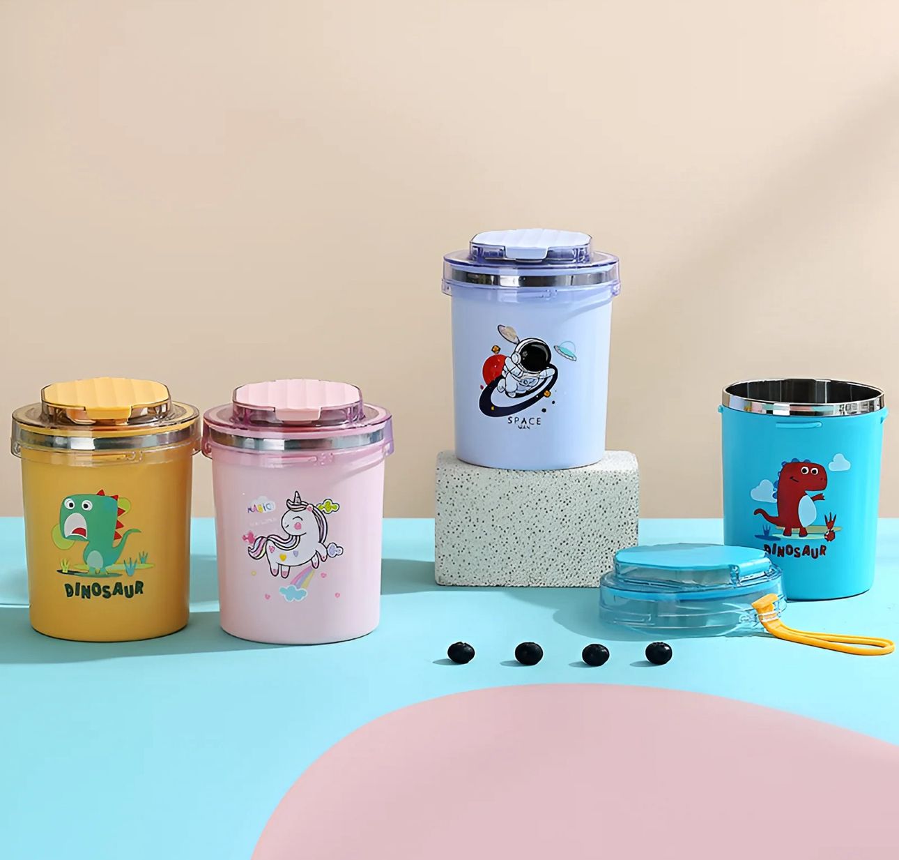 Cartoon Printed Stainless Steel Cup/Mug - 530ml