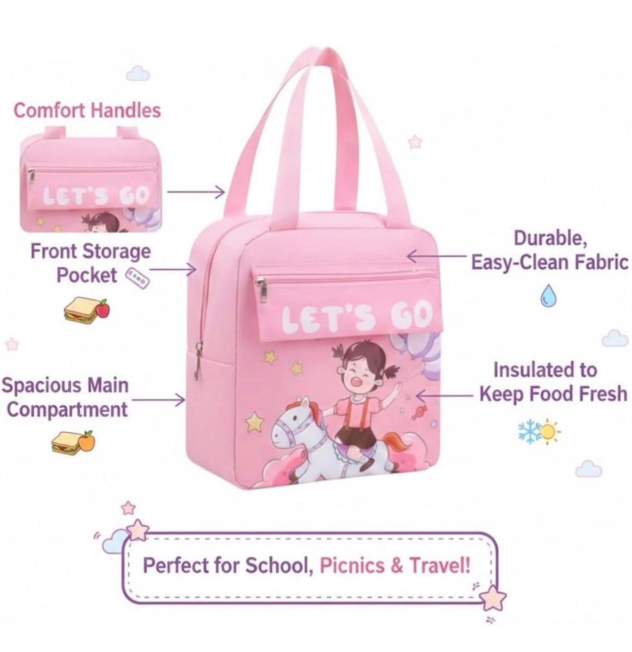Kids Insulated Character Lunch Bags