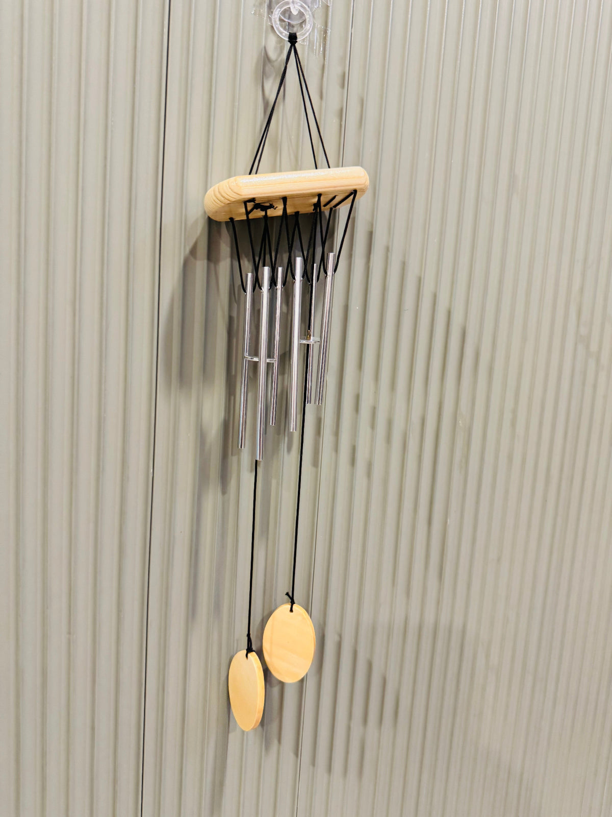 Wind Chimes for Home Decor with Wooden Top and Silver Metal Tubes
