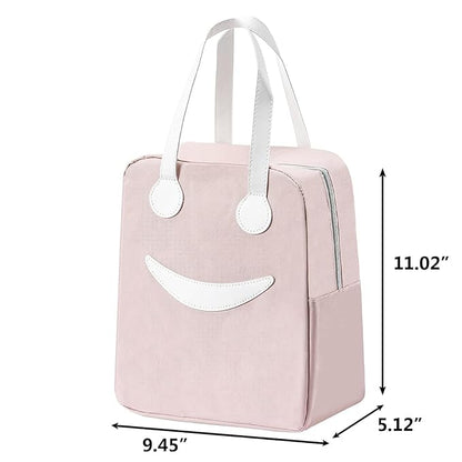 Cute Smiley Face Design Insulated Launch Bags - Large