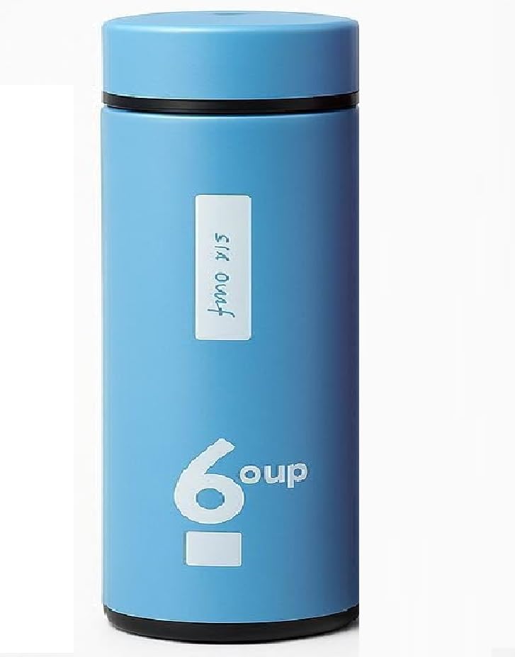 Blue 6oup glass water bottle with silicone sleeve and screw lid
