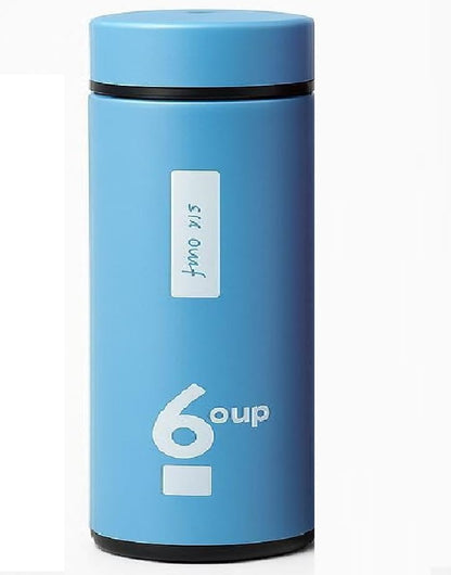 Blue 6oup glass water bottle with silicone sleeve and screw lid