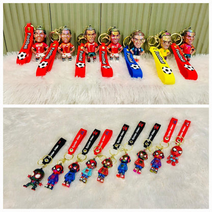 Premium Cute Cartoon Character Silicone 3D Key Chain with Strap Charm & Metal Hook