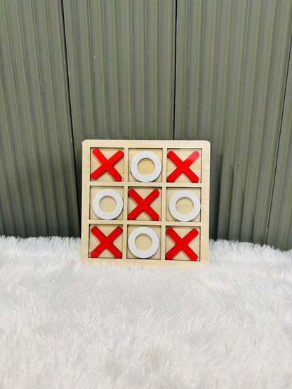 Wooden Tic Tac Toe Game for Kids & Adults – Classic Board Game - Multicolour
