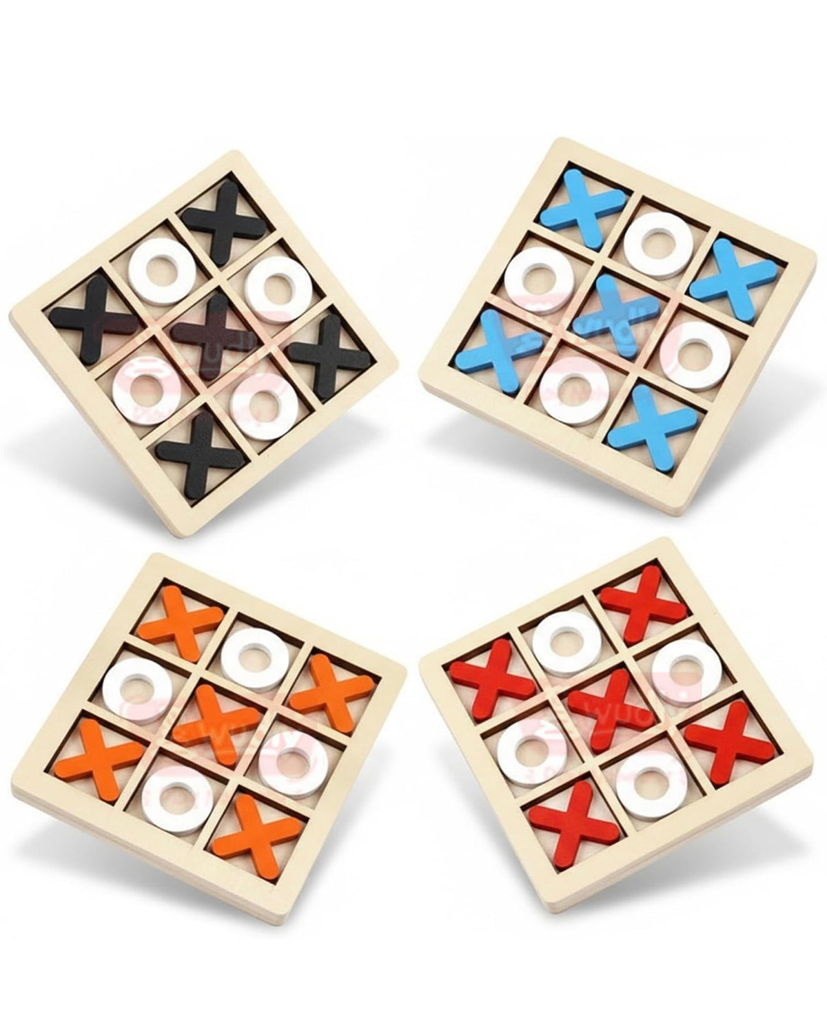 Wooden Tic Tac Toe Game for Kids & Adults – Classic Board Game - Multicolour