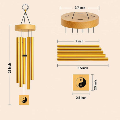6 Pipe Wind Chimes for Home & Balcony – 28 Inch Aluminum Wind Chime with Pleasant Soothing Tones