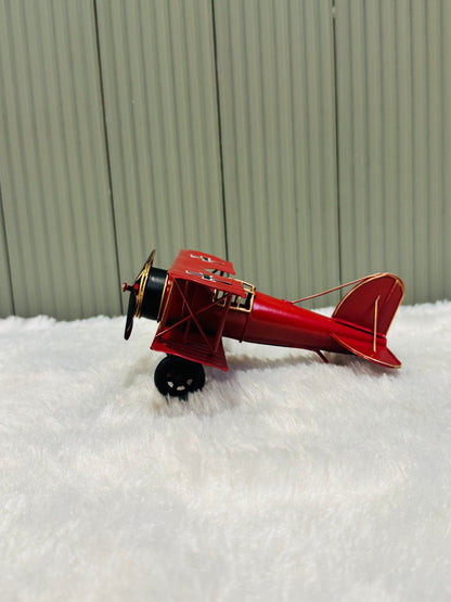 Vintage Biplane Metal Model Retro Fighter Aircraft Showpiece | Classic Aviation Decor for Home, Office & Study Table