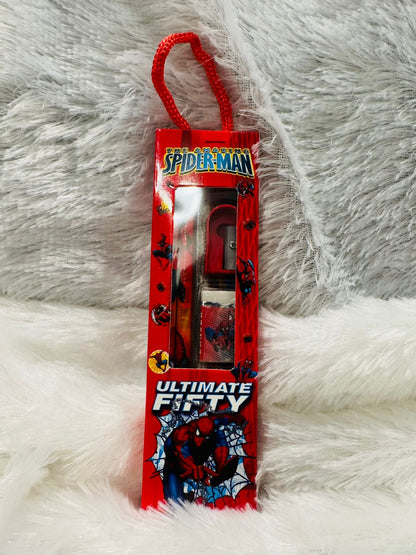 Red superhero print stationery gift pack in a hanging box