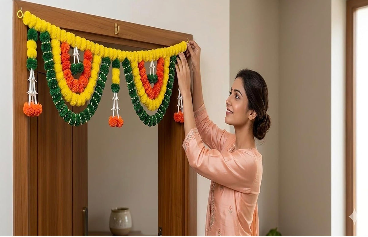 Main Door Latest Home Decoration Entrance Hanging Handmade Bandarwal Atificial Marigold Flower Garlands