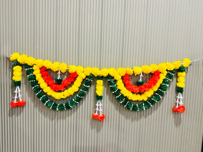 Main Door Latest Home Decoration Entrance Hanging Handmade Bandarwal Atificial Marigold Flower Garlands