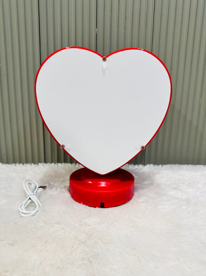 Round Photo Frame with Elegant Lights and Roses | Heart Shape | Couple Design