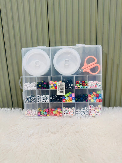 DIY Bracelet Making Kit for Girls – Beads & Jewelry Craft Set with Charms, Scissors & Elastic String