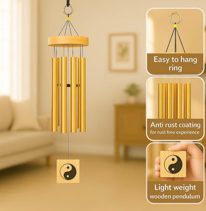 6 Pipe Wind Chimes for Home & Balcony – 28 Inch Aluminum Wind Chime with Pleasant Soothing Tones