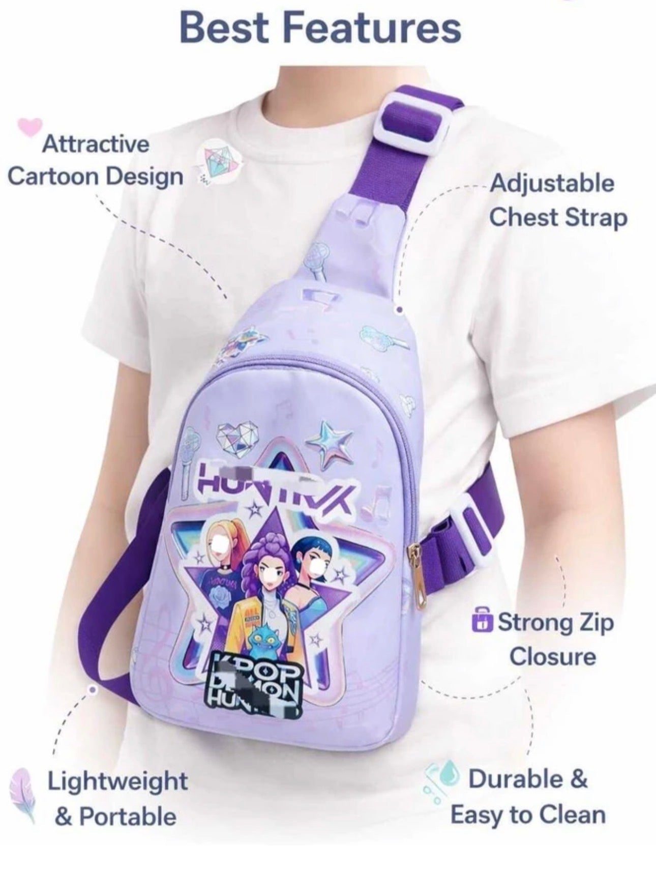 K-Pop Crossbody Chest Bag for Kids – Adjustable Strap