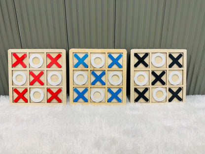 Wooden Tic Tac Toe Game for Kids & Adults – Classic Board Game - Multicolour