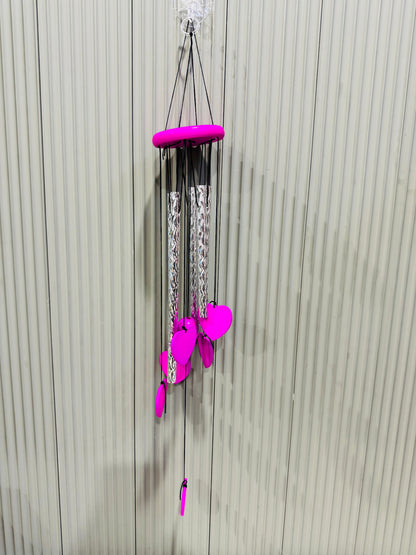 Love Kart Aluminium Windchime (28 inch, Silver, Pink)