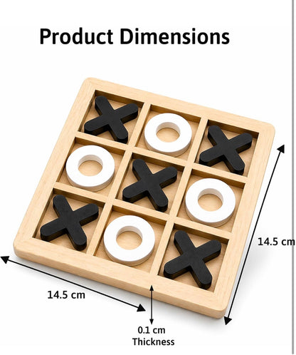 Wooden Tic Tac Toe Game for Kids & Adults – Classic Board Game - Multicolour