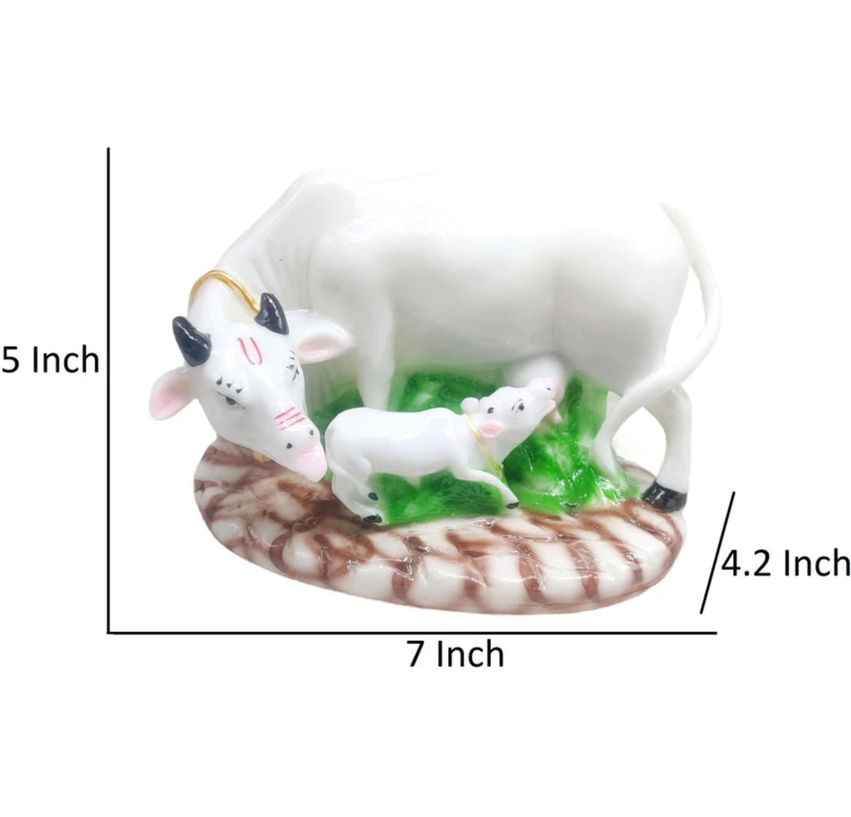 Perfy Handicrafts Kamadhenu/Gomatha/Cow with Calf - Big Size