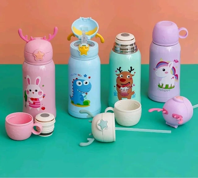 SIPPER BOTTLE CARTOON WITH COVER 600ML