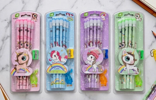 Unicorn Rubber Tip Pencil 12pc Set