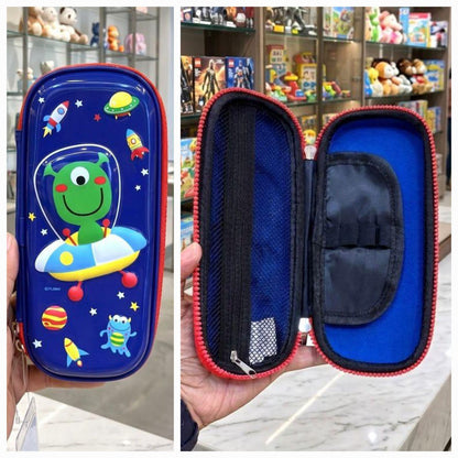 EVA Space Pencil Pouch for Kids | 3D EVA Hard Shell Zipper Pouch with Rocket & Alien Design