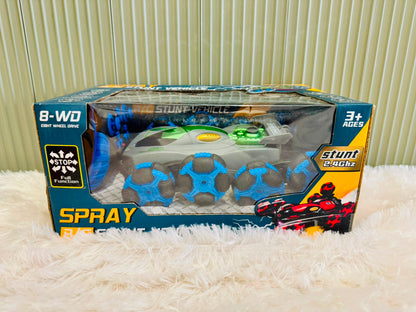 Spray R/C Stunt Vehicle | Remote Control Rotating Eight Wheel Drift Car with Spray Effect