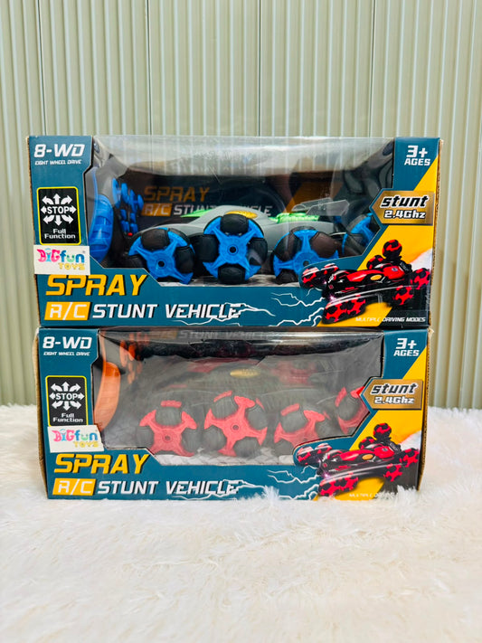 Spray R/C Stunt Vehicle | Remote Control Rotating Eight Wheel Drift Car with Spray Effect