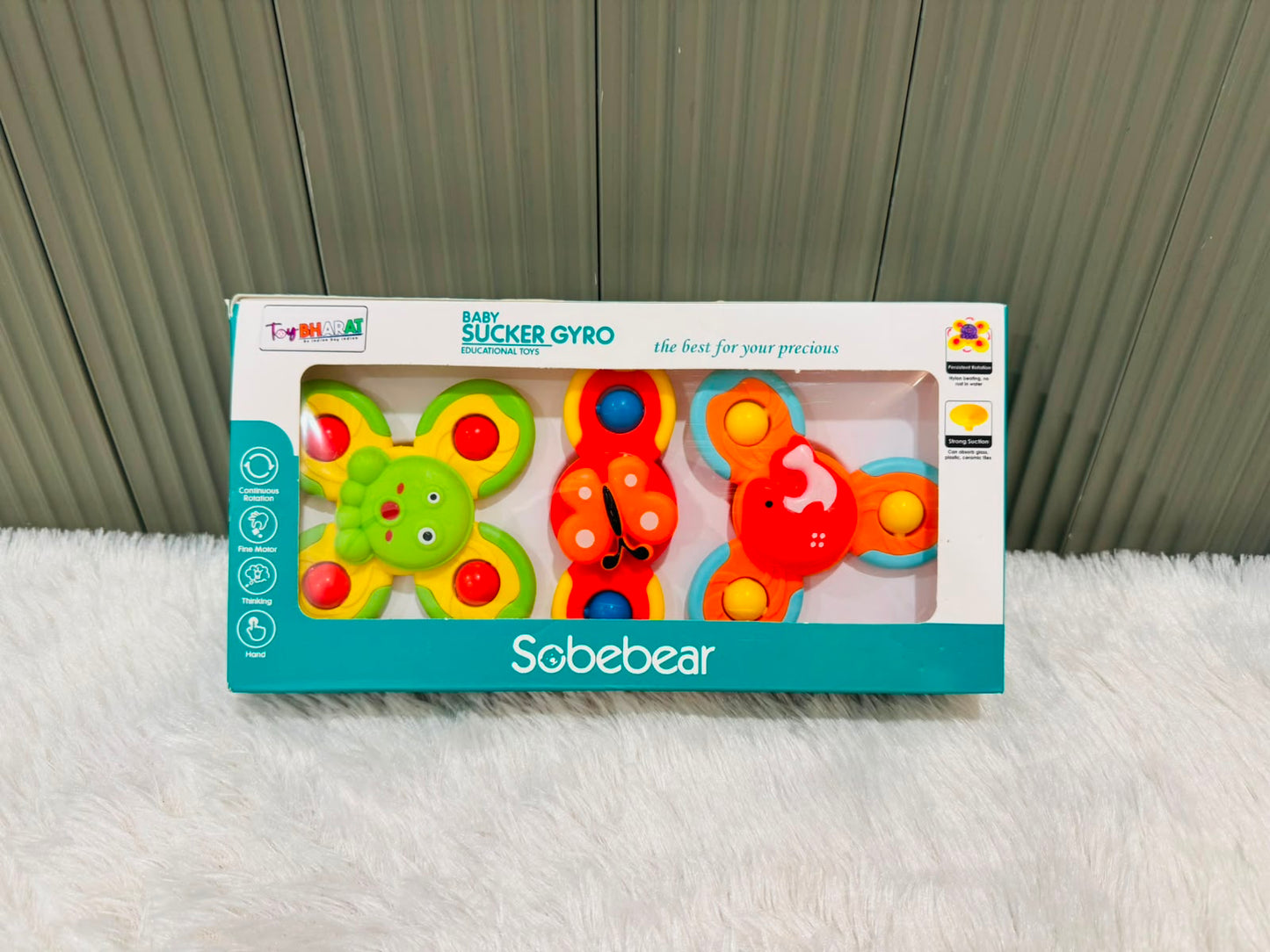 Baby Suction Spinner Toy (Pack of 3) | Bath Time Sensory Fidget Toys for Toddlers