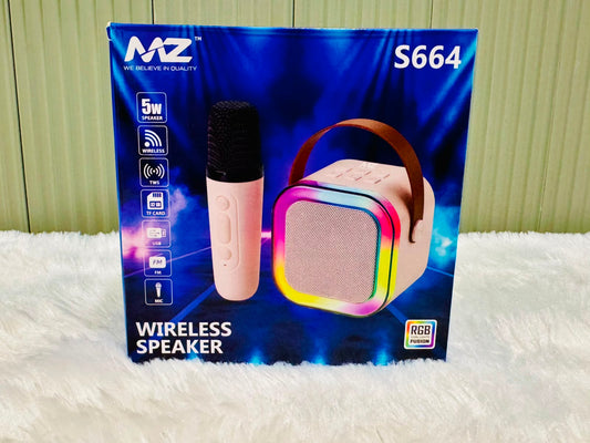Wireless Karaoke Microphone with Built-in Speaker – MZ S664 | Portable Bluetooth Singing Mic with LED Lights