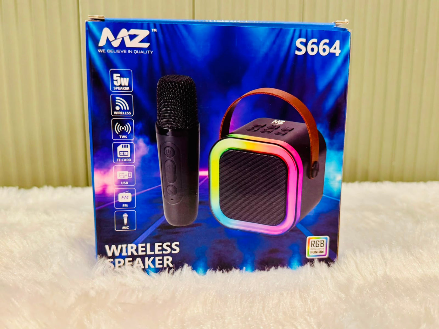 Wireless Karaoke Microphone with Built-in Speaker – MZ S664 | Portable Bluetooth Singing Mic with LED Lights