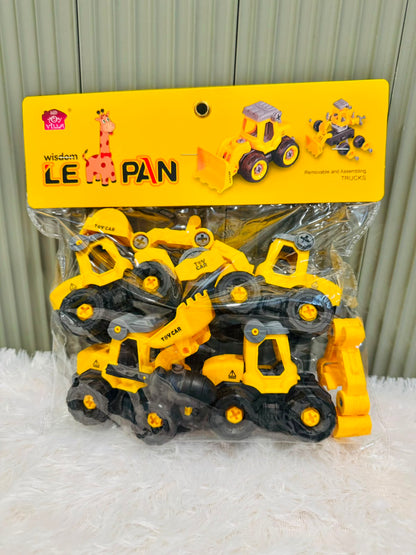 Construction Vehicles Set 4 in 1 DIY Toys for Kids | Take Apart Excavator & Bulldozer Toy Set of 4 with 1 Screwdriver