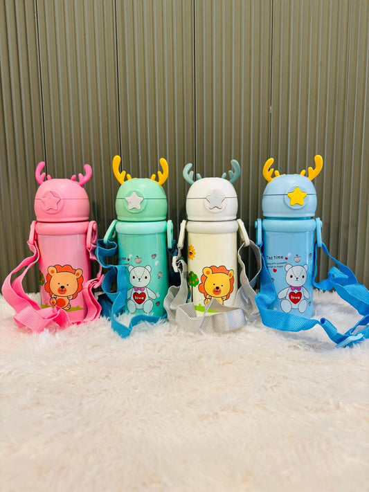 Reindeer antler kids bottles 500ml in pink, green, cream and blue