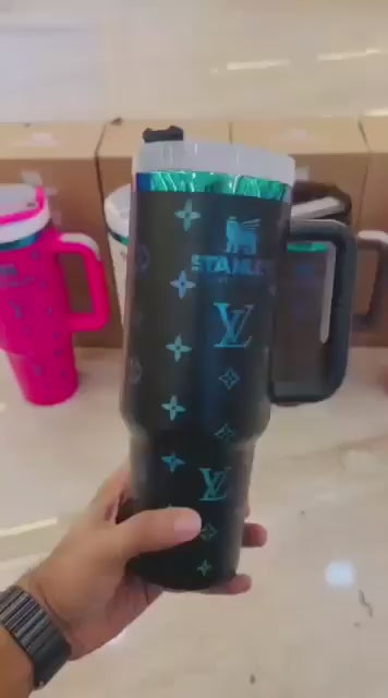 Premium LV Stanley Tumbler 1200ml Stainless Steel Travel Mug with Handle & Straw | Hot & Cold Insulated Large Capacity Cup | Stylish Office Gym Tumbler | Panchi Gifts