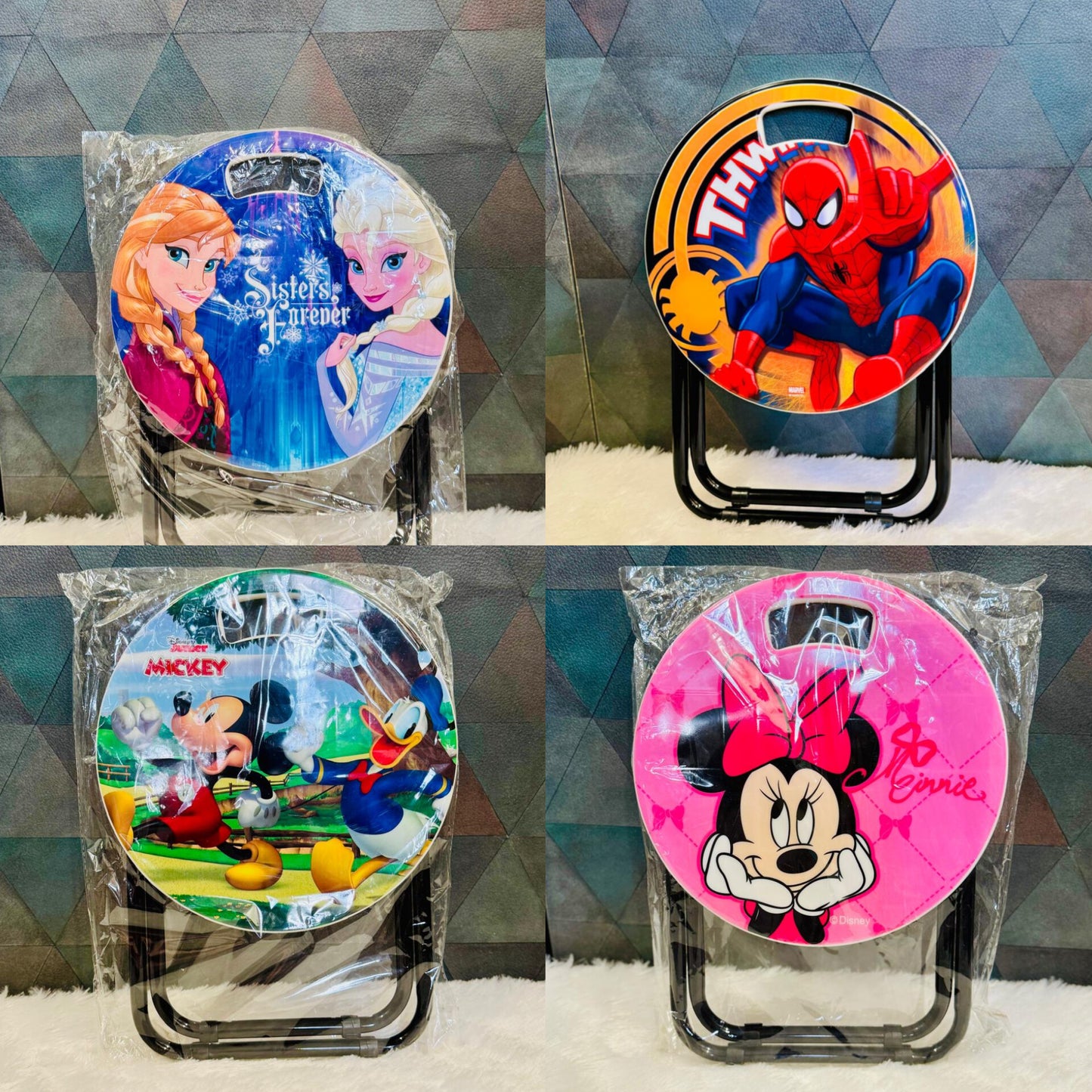 🪑 Kids Folding Study Stool – Cartoon Printed