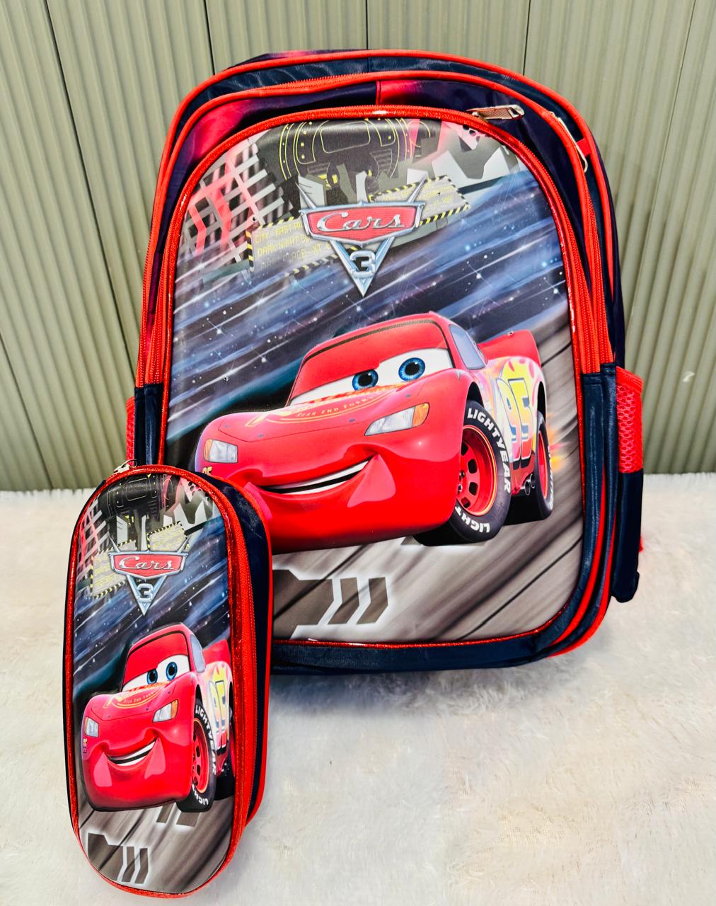 Cars School Bags with pouch