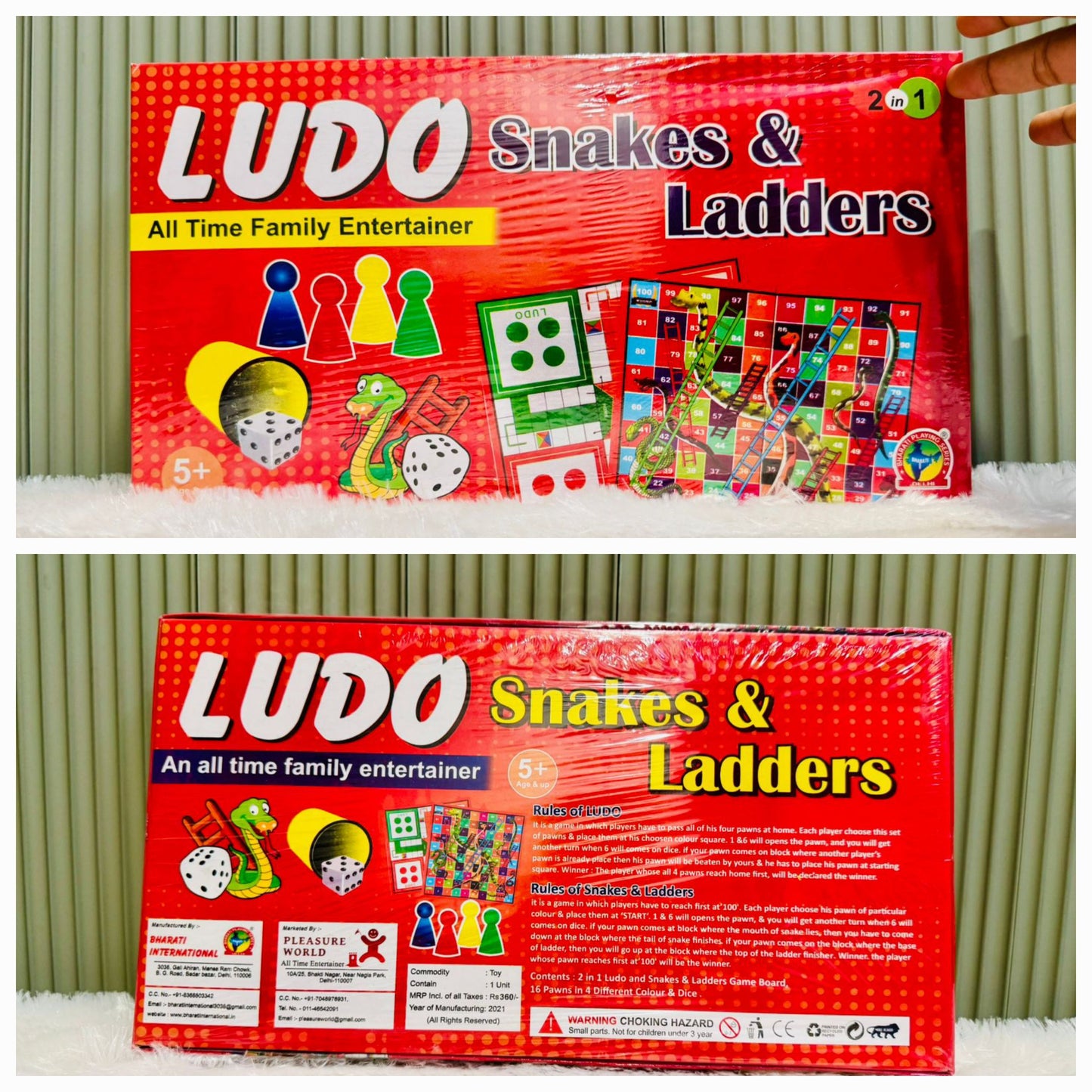 Ludo Snakes & Ladders 2 in 1 Board Game (5+ Age)