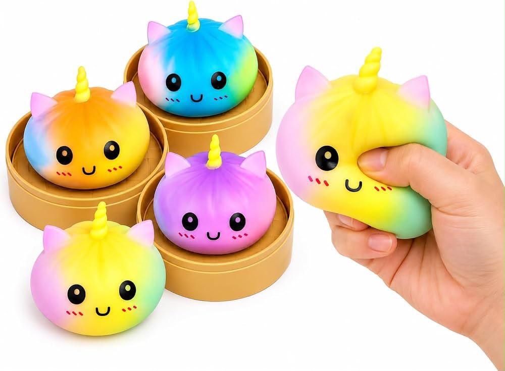 Cute & Colourful Unicorn Dumpling Figurine | Adorable Decorative Showpiece for Kids, Desk, Table & Room Décor | Fun Gift & Return Gift
