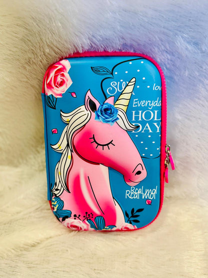 Cute Dreaming Unicorn Theme Embossed 3D EVA Pencil Cas