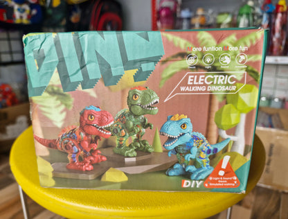 Electric Walking Dinosaur Toy | Gears Flashing Lights & Roaring Sounds | DIY Assembly Dinosaur Toy