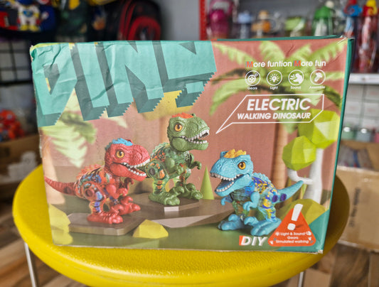 Electric Walking Dinosaur Toy | Gears Flashing Lights & Roaring Sounds | DIY Assembly Dinosaur Toy