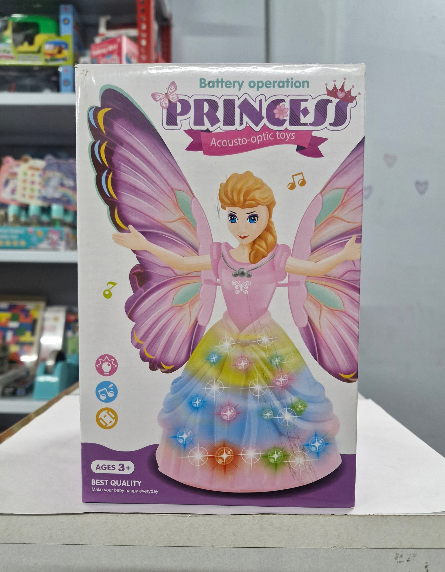 Princess Doll | Battery Operated Acousto-Optic Toy with Light, Music & Flapping Wings