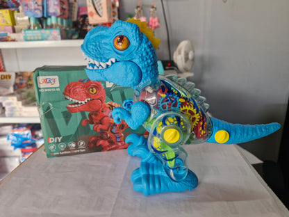 Electric Walking Dinosaur Toy | Gears Flashing Lights & Roaring Sounds | DIY Assembly Dinosaur Toy