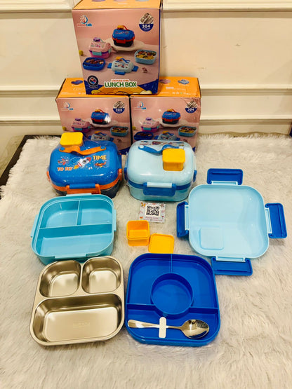 Insulated Hut Shape Lunch Box (3 Grid, Leak-Proof)