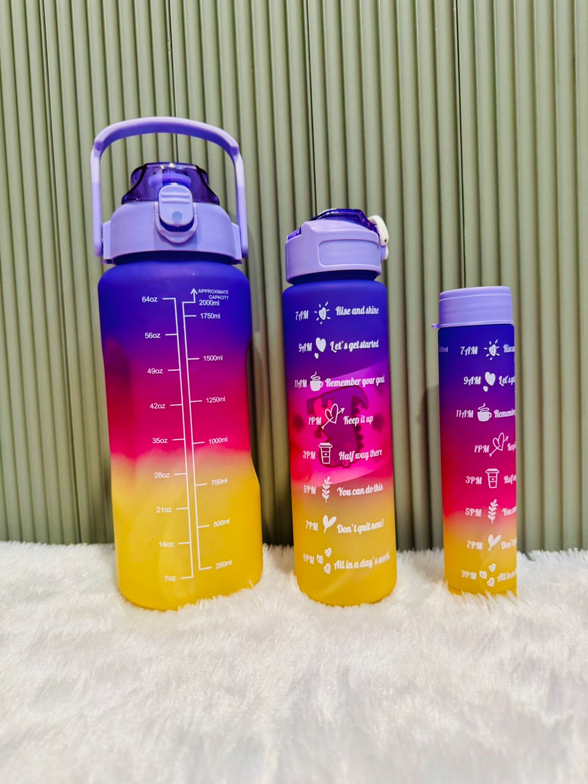 Motivational Water Bottle - pack of 2ltr, 700ml, and 280ml