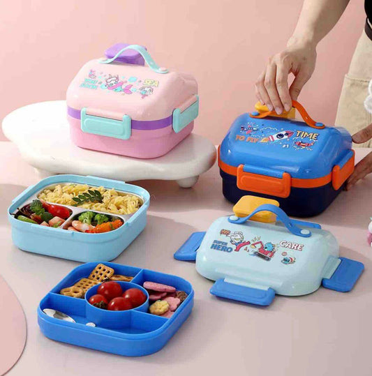 Insulated Hut Shape Lunch Box (3 Grid, Leak-Proof)